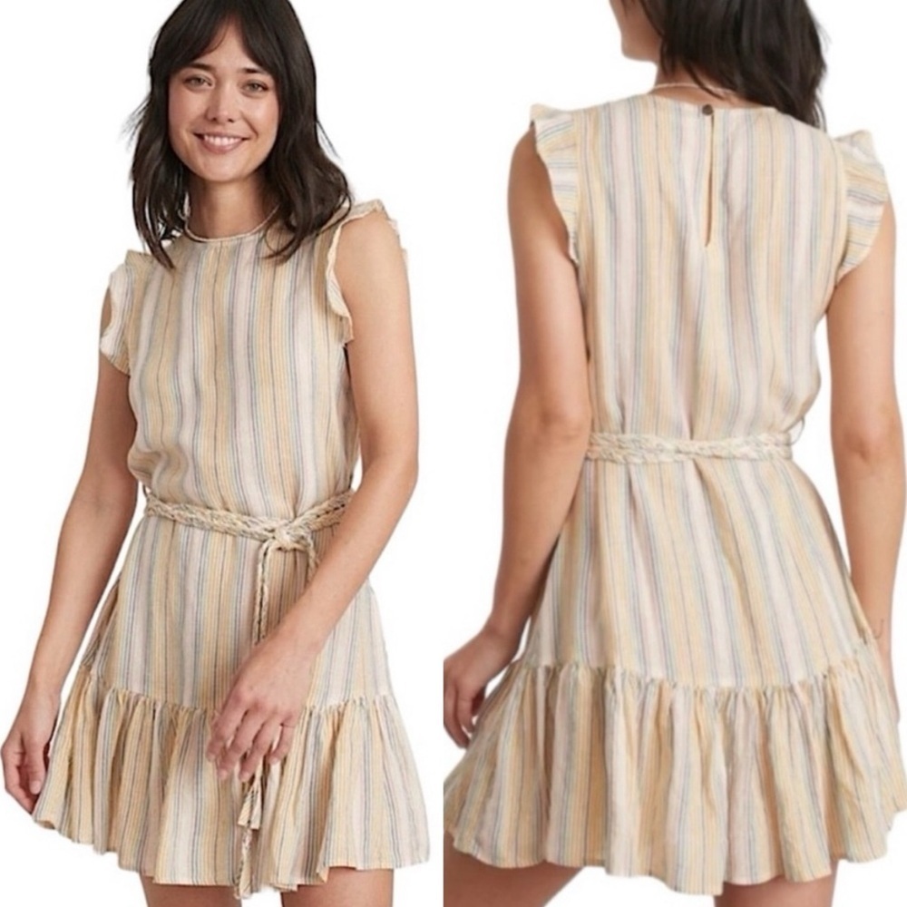 Marine Layer Laney Stripe Linen Blend Mini Dress Size S Multicolor Beach NEW